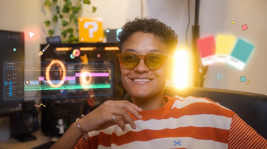 Duda editando com elementos criativos